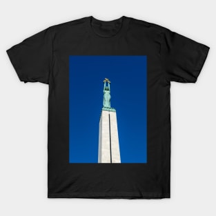 Figure of Liberty at the top of the Freedom Monument in Riga, Latvia T-Shirt